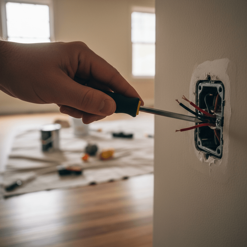 Fachmann beim Steckdose austauschen